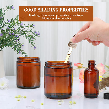 Salzesfalls 16 Pack Dark Amber Candle Jars for Making Candles,8 oz Glass Jars with Lids,Candle Jars with 16 Metal lids,Canning Jars For Candles,Spice,Powder,Liquid,Sample