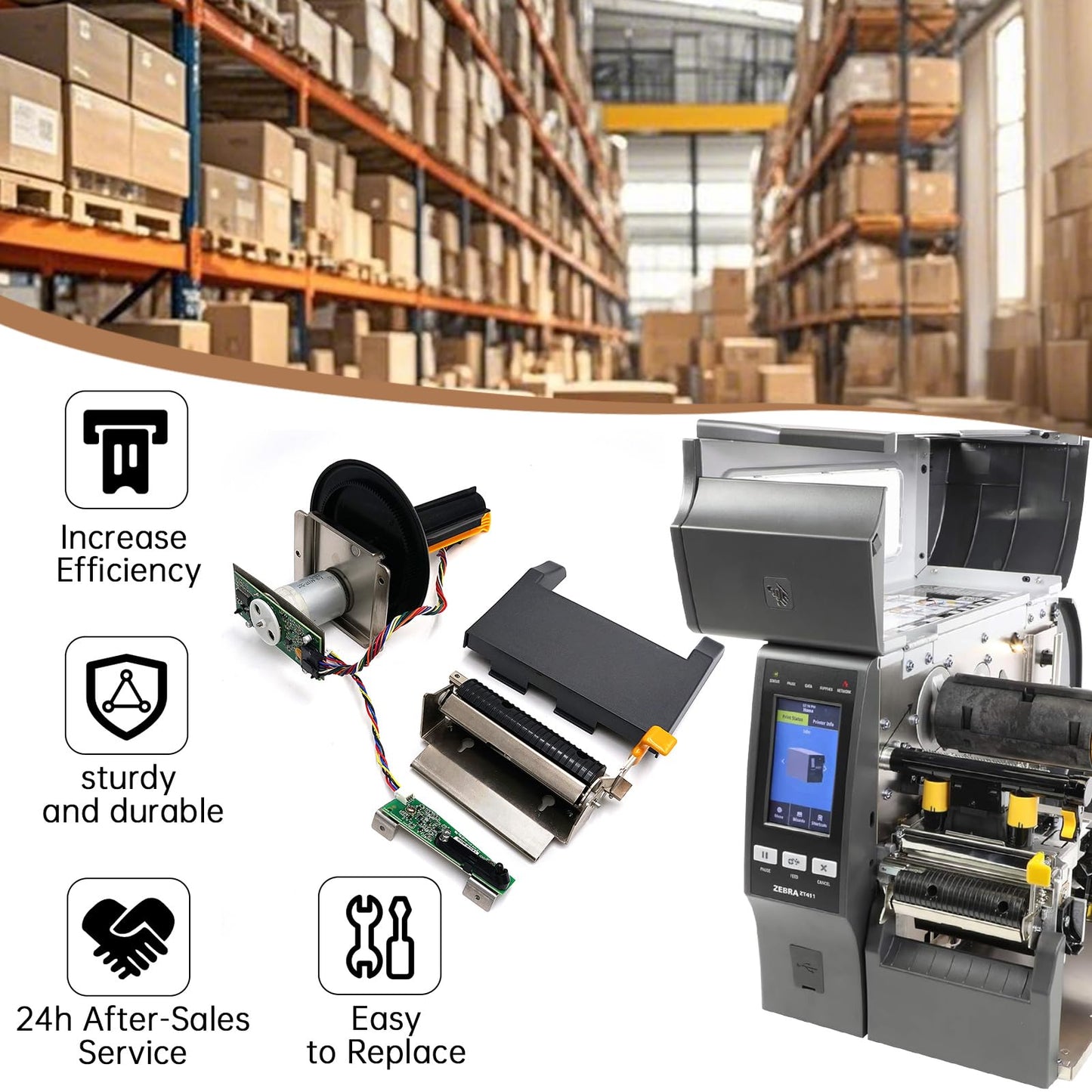 Liner Take Up Spindle & Peel Assembly for Zebra ZT411 Barcode Printer 203dpi 300dpi P1058930-052 P1105147-019