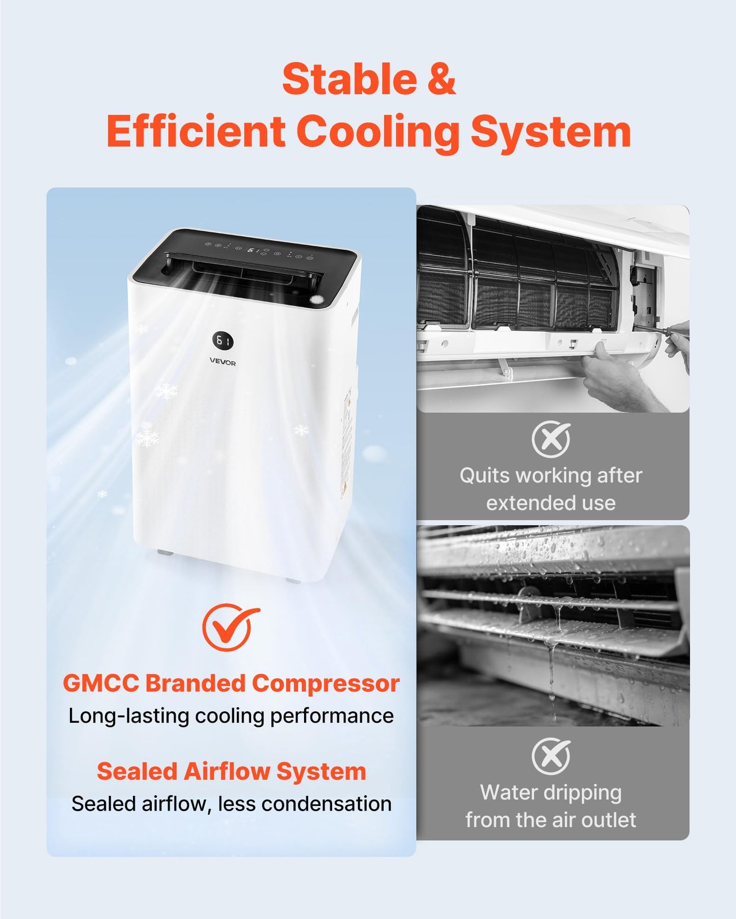 VEVOR Portable Air Conditioner, 14000 BTU ASHRAE (9800 BTU SACC) 4-in-1 Standing Cooling Ac Unit, LED Touch Panel & Remote Control, 24h Timer, Cooling, Dehumidifier, Fan, Sleep Mode for Room Indoor