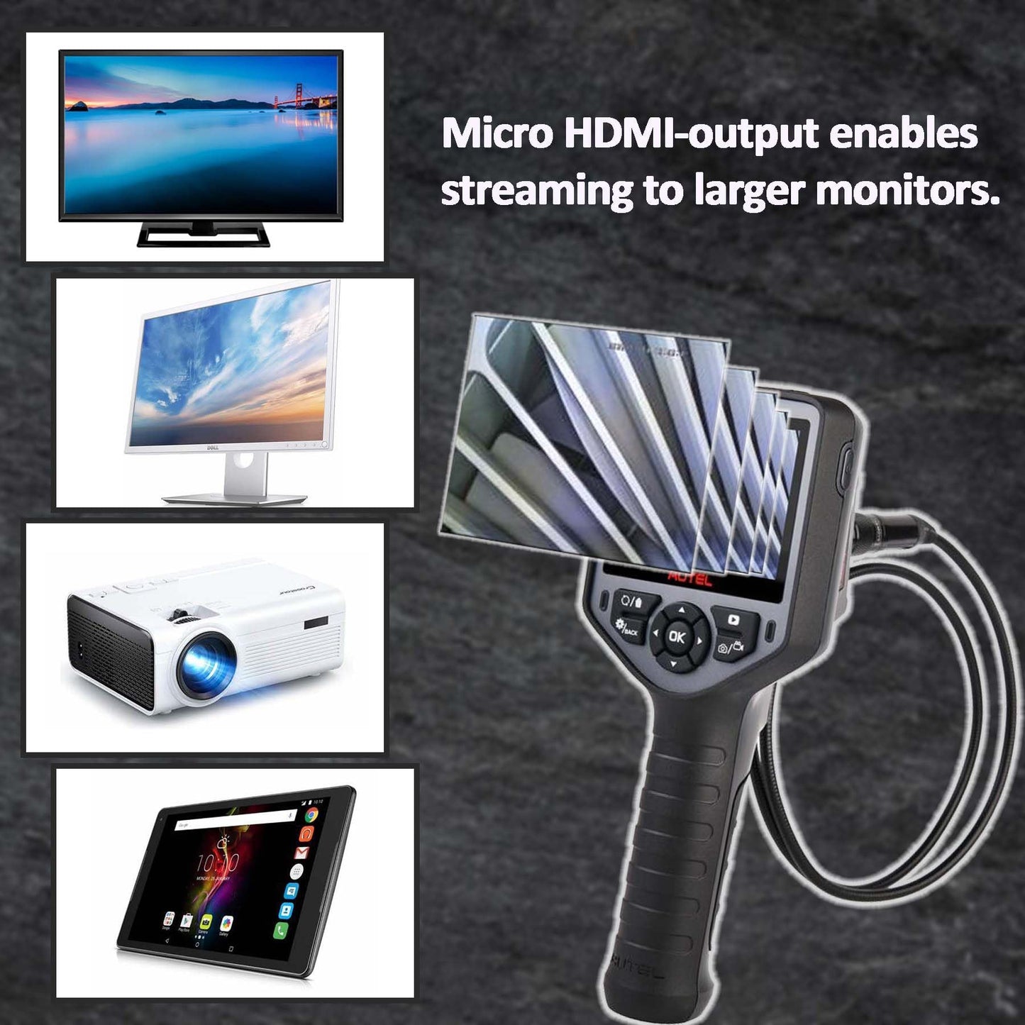 Autel MaxiVideo MV460 Digital Inspection Camera Video Scope Videoscope Endoscope 1920 * 1080 70° Field 7X Zoom LED Header Waterproof Cable Image Capture Video Recording Better MV108 MV105 MV160 MV400