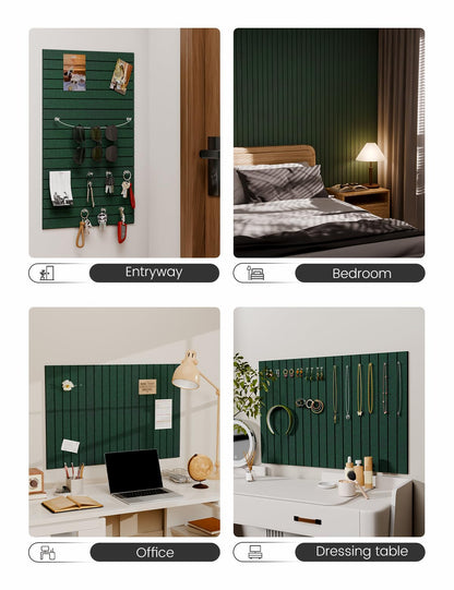 Felt Bulletin Board Tiles -28"x18" with 40 Adhesive Tabs, Cork Board Alternative for Office Decor, Push Pin Board Wall Organizer 6-Pack (Pine Green)