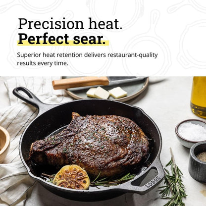 Lodge Seasoned Cast Iron Skillet Set 8, 10.25 & 12 Inches - PFAS-Free, Non-Toxic Cookware - Use with an Oven, Stove, Grill, or Campfire - Naturally Non-Stick & Oven Safe