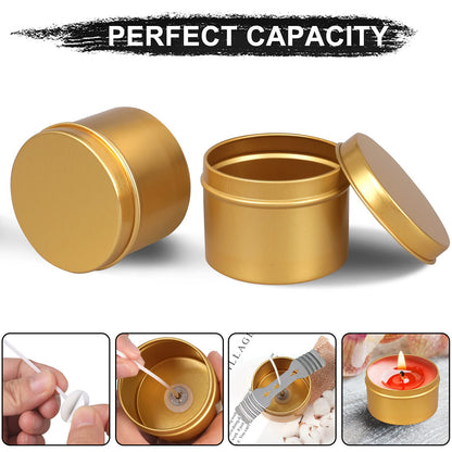 DINGPAI Candle Tin 18 Pcs, 4oz Candle Containers, Candle Jars for DIY Candle Making, Gold Color, Arts & Crafts, Storage and Holiday Gifts