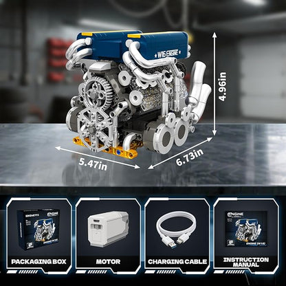 W16 Engine Building Kit (Twin V8 Design) 751 PCS to Build Your Own W16 Engine Model Kit for Kids Boys Compatible with Lego Engine Sets for Boys 8-14 STEM Building Blocks Toys for Kids Adult