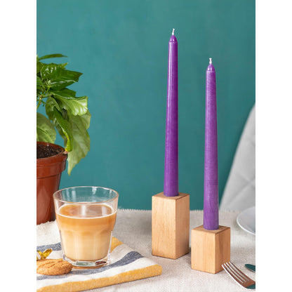 CANDWAX Purple 12 inch Taper Candles Pack of 4 - Unscented Smokeless Dripless Long Burning Christmas Tapered Candle Sticks - Perfect as Christmas Candle Sticks for Home Decor - Purple Taper Candles