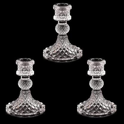 Hovico Glass Candle Holder, 4 Pcs Taper Candlestick Holders, Decorative Candle Sticks for Wedding, Festival, Party & Windowsill Decor