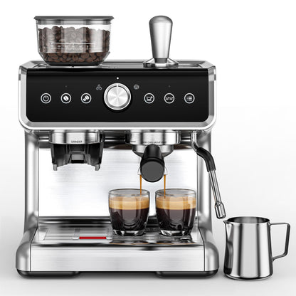 EUHOMY Espresso Machine with Grinder, 20 Bar Coffee Maker with Milk Frother Steam Wand, Professional Expresso Coffee Machines with Removable Water Tank, Latte & Cappuccino Machine for Home Barista