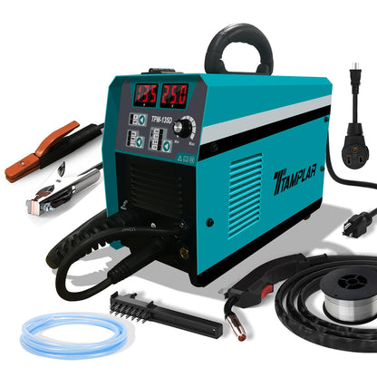 TTAMPLAR MIG Welder - 135AMP 110V&220V Dual Voltage 4 in 1 Flux MIG/Solid Wire/Stick ARC/Lift TIG Gas/Gasless welding, IGBT Inverter Welding Machine TPM-135D