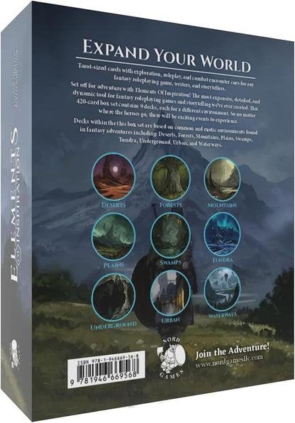 Nord Games: Elements of Inspiration: Boxed Set - 5e RPG Storytelling Cards 420 Tarot Sized Cards Combat Roleplay &amp Exploration Cues Tabletop D&ampD