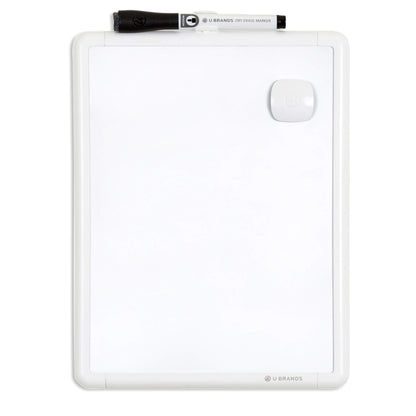 U Brands Contempo Magnetic Small Whiteboard, 8.5” x 11”, White Modern Frame, Mini White Board for Students, Fridge and Locker Dry Erase Board, Includes Marker & Magnet