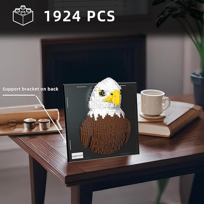 Mini Animals Building Blocks Set Eagle Mural - 3D Wall Art Eagle Micro Mini Building Block Bricks Toy Craft Kit Creative Ideals Collectible Architecture Deco Birthday Party Favor for Adult 1924PCS