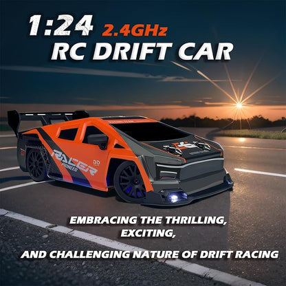 1:24 RC Cybercar 2.4GHz RC Drift Cars with LED Light Race Car Toys for Boy Girl 8-12 Years Old Speed Adjustable 25Km/HHigh Speed RC Racing Cars Perfect Toy Gift for Boys &amp Girls