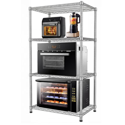 24"Depth Metal Wire Shelving Unit Metal Shelf Adjustable Storage Rack Kitchen Storage shelves 4 Tier Commercial Heavy-Duty 2200 LBS Sturdy Standing Steel for Home Garage Pantry 24"Dx 30"Wx59"H