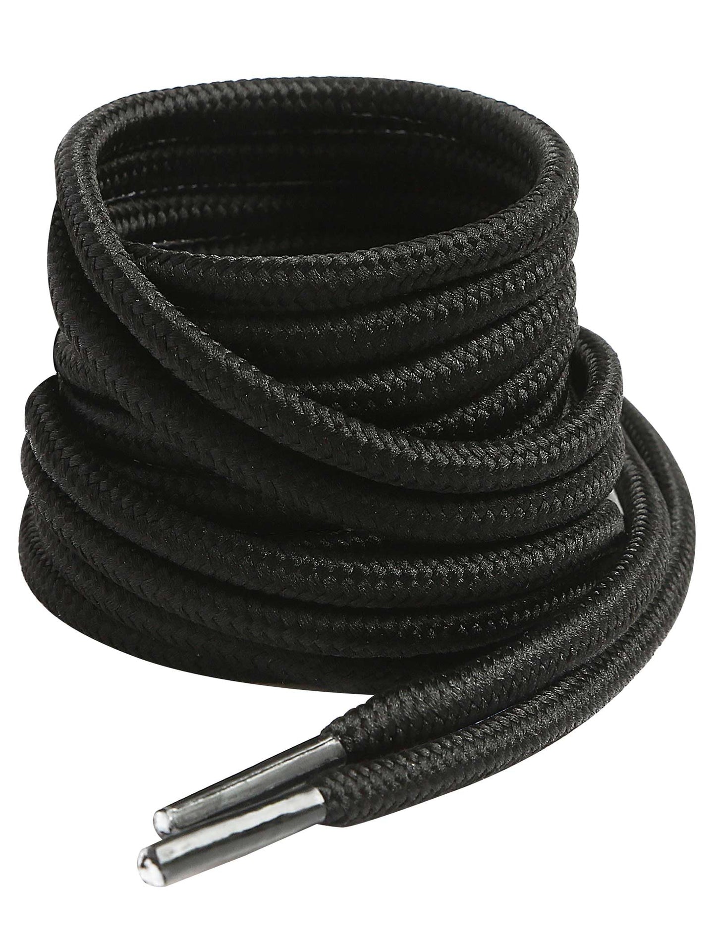 VSUDO 55 Inches Round Black Boot Laces, 5/32" Diameter Shoe Laces for Boots, Heavy Duty Work Shoestrings, Hiking Shoelaces for Men or Women (2Pairs-Black-140CM)