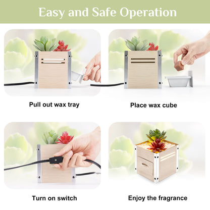 gengxinda GXD Artificial Succulent Plants Wax Melt Warmer, Electric Wax Warmer with Translucent Glass, Flameless Fragrance Warmer for Scented Wax, Home Office Decor & Birthday Gifts for Women