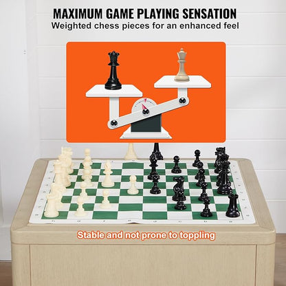 VEVOR Tournament Chess Set 20 Inch Roll-Up Beginner Chess Board Foldable Silicone Chess Game with Plastic Weighted Chess Pieces &amp Storage Bag Portable Travel Chess Board Gift for Adult Kid Fami
