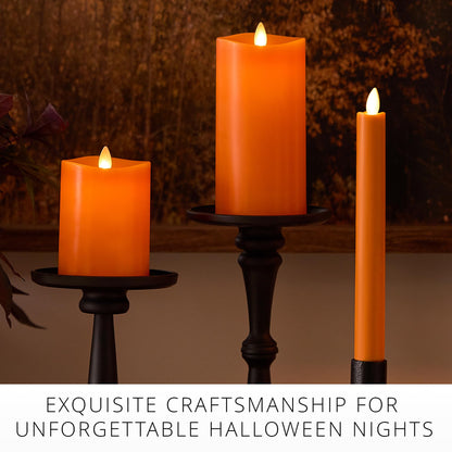 Luminara Flickering Flameless LED Candle, Battery Operated with Timer Function, Russet Orange Pillar 3 x 6.5 Inch, Real Wax Unscented Fall Home Indoor Decor, Remote Ready (Sold Separately), Melted Top