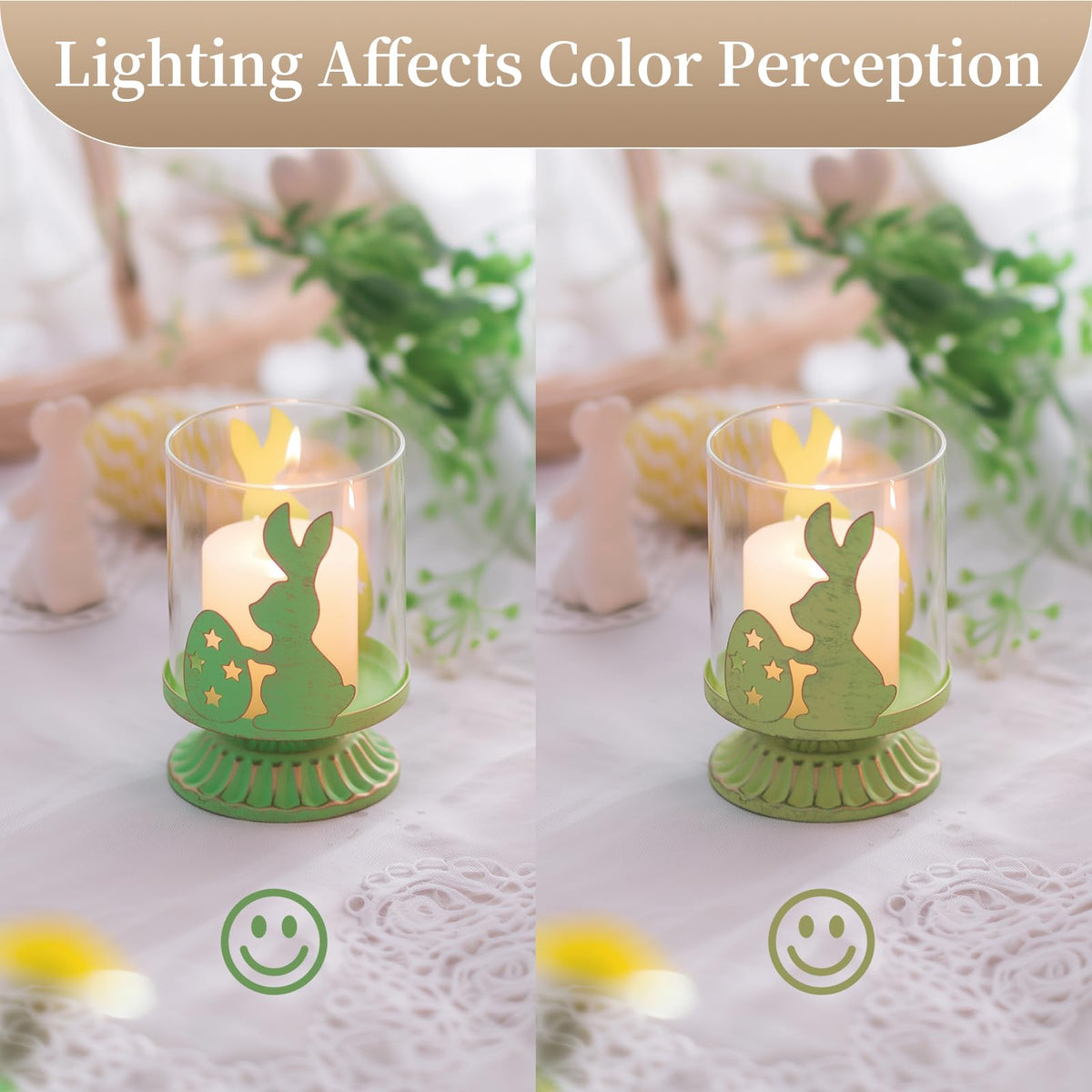 Sziqiqi Bunny Candle Holder for Easter: Tealight Holders Centerpiece Table Decorations for Pillar Candles - Coloured Rabbit Tea Light Candle Holders for Easter Party Spring Home Decor