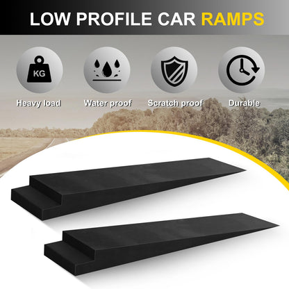 Leinuosen 2 Pcs 4" H Trailer Ramp 5.5 Degree Approach Angle, Low Profile Car Ramps for Trailers, Racing Cars, Sports Cars(46" L x 14" W x 4" H)