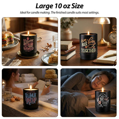 Nexuraze Empty Candle Tins for Making Candles with Lids, Tinplate Material, Warning Label Printed on Can Bottom (Black & Colorful)