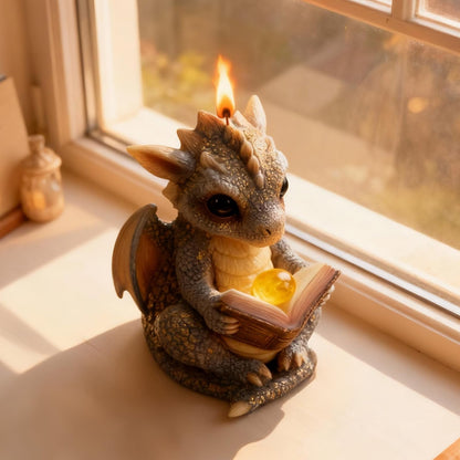 Book-Reading Dragon Silicone Candle Mold, 3D Dinosaur Resin Casting Silicone Mold for Home Decor, Soap & Candle Making, Animal Epoxy Resin Craft Mold, Gifts for Dinosaur Lovers