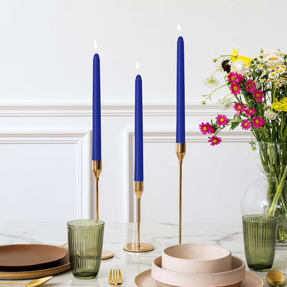LYOBATH 12 Pack Blue Taper Candles - Taper Candles 10 Inch Dripless, Smokeless & Unscented - 8 Hours Long Burning - Ideal for Weddings, Dinner Parties, and Home Decor
