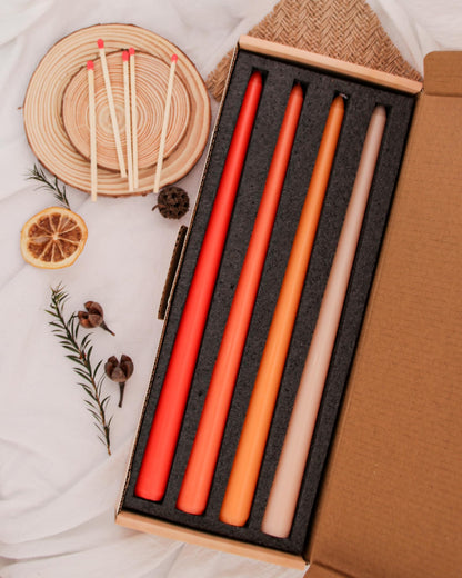 12 Inch Orange and Red Taper Candles Unscented Smokeless
