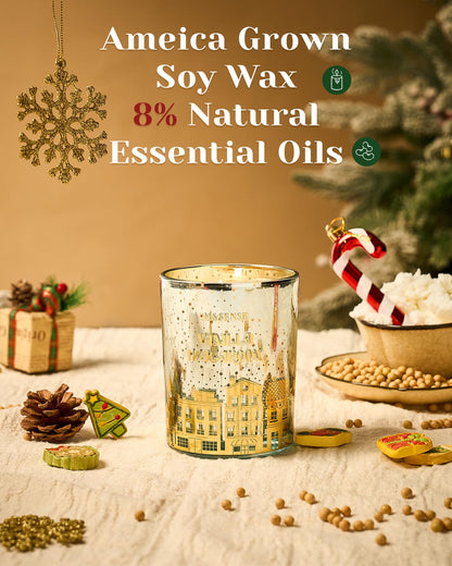 M&SENSE Vanilla Macaroon Wooden Wick Christmas Candle, Large 18oz 100 Hours Long Lasting Burn Time, Natural Soy Wax Non Toxic, Perfect Jar Candle Gifts for Holiday Birthday Celebration