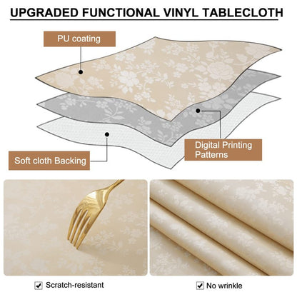 Smiry Rectangle Table Cloth, Waterproof Heavy Duty Vinyl Tablecloths, Wipeable Washable Table Cover for Kitchen and Dining Room (Beige, 52" X 70")