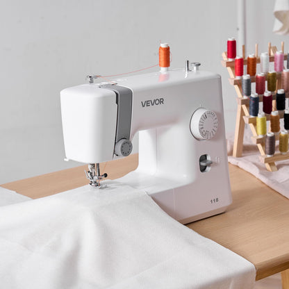 VEVOR Sewing Machine, 18 Stitch Applications, with LED Light and Foot Pedal, Simple Dial Control, Interior Metal Frame, Lightweight and Portable Beginner Sewing Machine for Adults Crafts and Mending