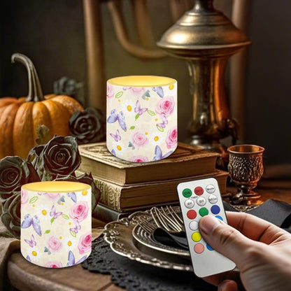 Cozeyat Floral Mix LED Candles Set of 4 Battery Powered Flameless with Remote Timer Dancing Flame Waterproof for Home Beach Garden Patio Decor