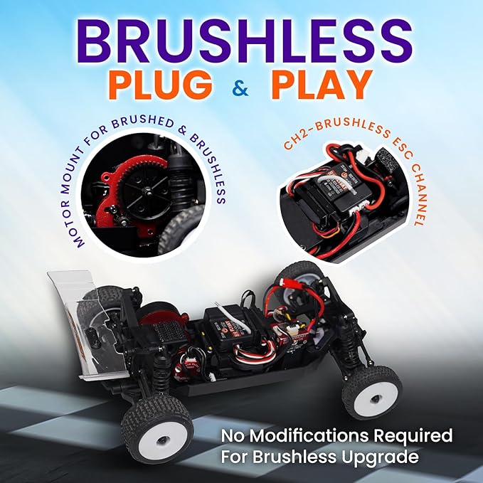 HOBBYPLUS Speck B 1/24 2WD Mini RC Car - RTR RC Buggy Fast Mini Racing Buggy Brushless Ready – Remote Control Car Racing Vehicles (Razor Orange + Body)