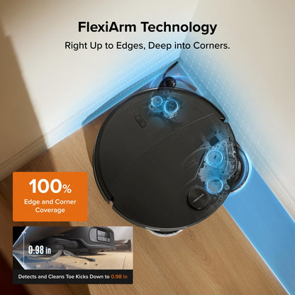 roborock Qrevo Edge 2 Robot Vacuum and Mop, 25,000Pa, 3.14'' Ultra-Slim, Zero-Tangle, AI Object Recognition, 176℉ Hot Water Mop Washing & Auto-Drying, Carpet & Pet Hair, FlexiArm Edge Cleaning