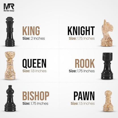 Marble Chess Set for Adults 10 Handmade Black &amp Coral Board Game with 32 Chess Pieces 2 Extra Queens &amp Storage Box Luxury Travel Game Elegant for Home Decor