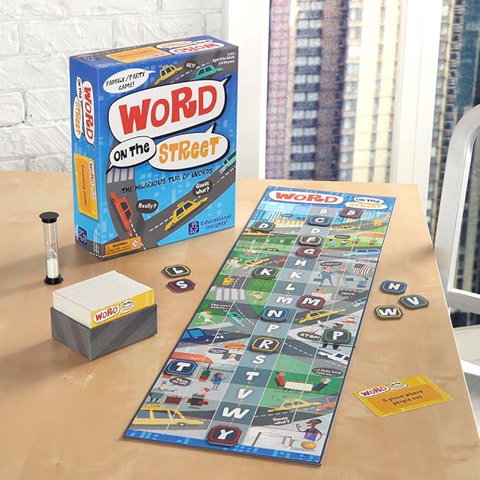 Educational Insights Word on the Street - Family Board Games for Kids and Adults Fast Word Games for Kids 10 and up Vocabulary Building Spelling Game with Fast-Paced Play Family Game Night