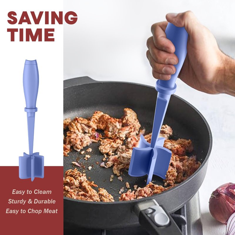 Meat Chopper, Hamburger Grinder, Premium Heat Resistant Smasher for Ground Beef, Burger Grinder Nylon Potato Mix Tool-Purple