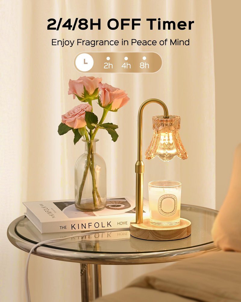 JACKYLED Candle Warmer Lamps 2-Pack, Height Adjustable Fragrance Candle Warming Lamps with 4 Bulbs 35W, 2H/4H/8H Timer and 4-Level Dimmer, Wax Warmer Heater Lamp for Home Decor, Housewarming Gift