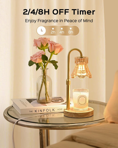 JACKYLED Candle Warmer Lamps 2-Pack, Height Adjustable Fragrance Candle Warming Lamps with 4 Bulbs 35W, 2H/4H/8H Timer and 4-Level Dimmer, Wax Warmer Heater Lamp for Home Decor, Housewarming Gift