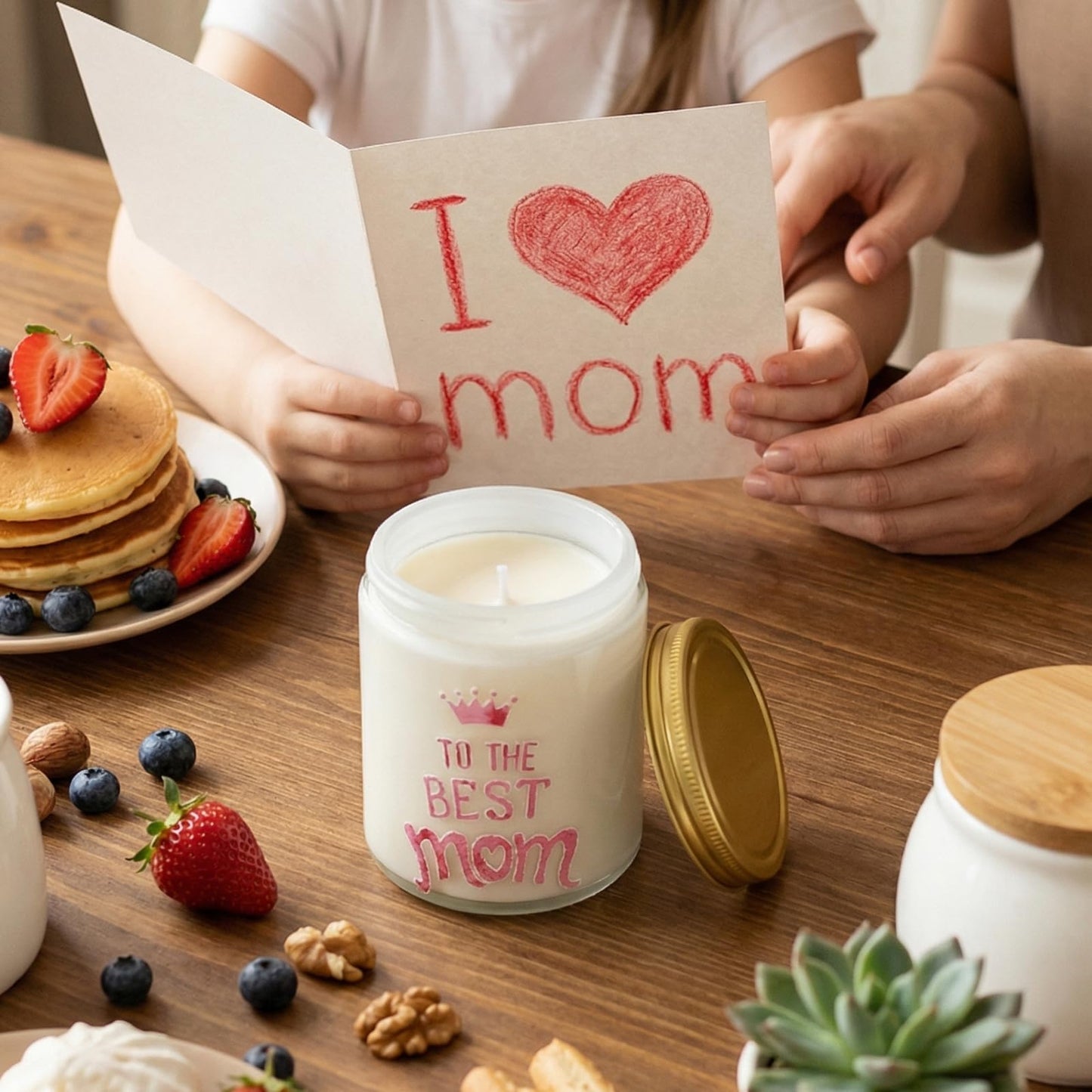 Vanilla Scented Candles for Mothers Day, Best Mom Ever Decor- Unique Mothers Day Decorations for Table, Christmas, Birthday Gifts for Mom from Daughter, Son, 7oz Soy Wax 25H Burn Time