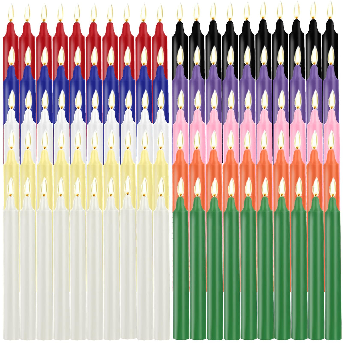 100 Pack Multicolor Spell Chime Candles – Premium Mini Unscented Taper Candles for Rituals, Prayer, Meditation, Altar, Spells – 4" Tall – Ideal for Witches & Spiritual Practices