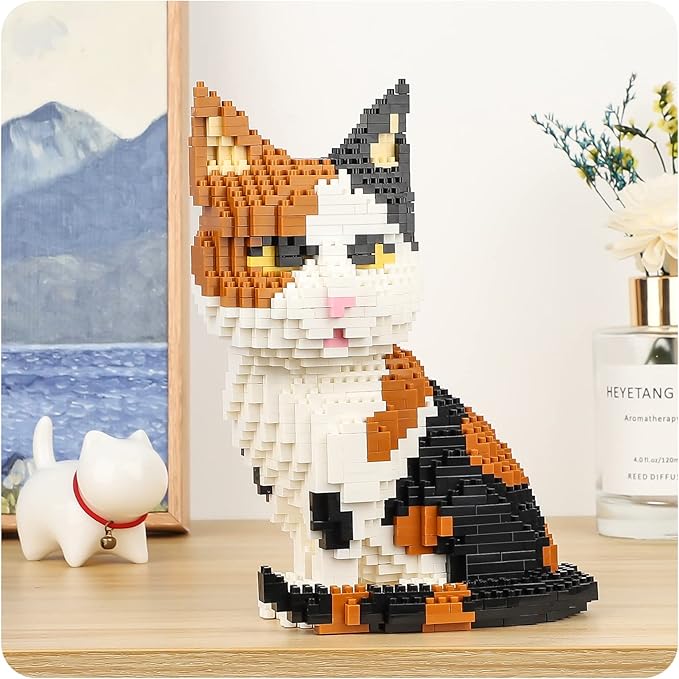 QLT QIAOLETONG Cat Mini Building Blocks Cute Animals Sets for Goodie Bags 1300 PCS Micro Mini Building Toy DIY 3D Bricks Kit for Adults Party Favors for Kids Birthday Gift for Boys Girls