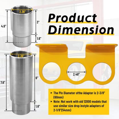 10315 Stack Truck Adapter Kit Compatible with Challenger Lifts CL10 E10 VS10, Includes (4) 3" & (2) 6" Stack Adapters with Organizer, 2.36" (60mm) pin Dia Fit for Challenger Two Post Automotive Lifts
