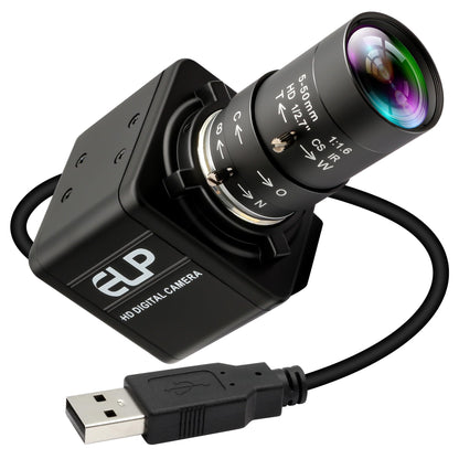 IFWATER USB Camera 16 Megapixes High Resolution 5K USB Webcam with CS Mount 5-50mm Manual Varifocus Lens Close UP OpenCV Camera Free Driver Plug and Play for Windows Linux Laptop Jetson Nano