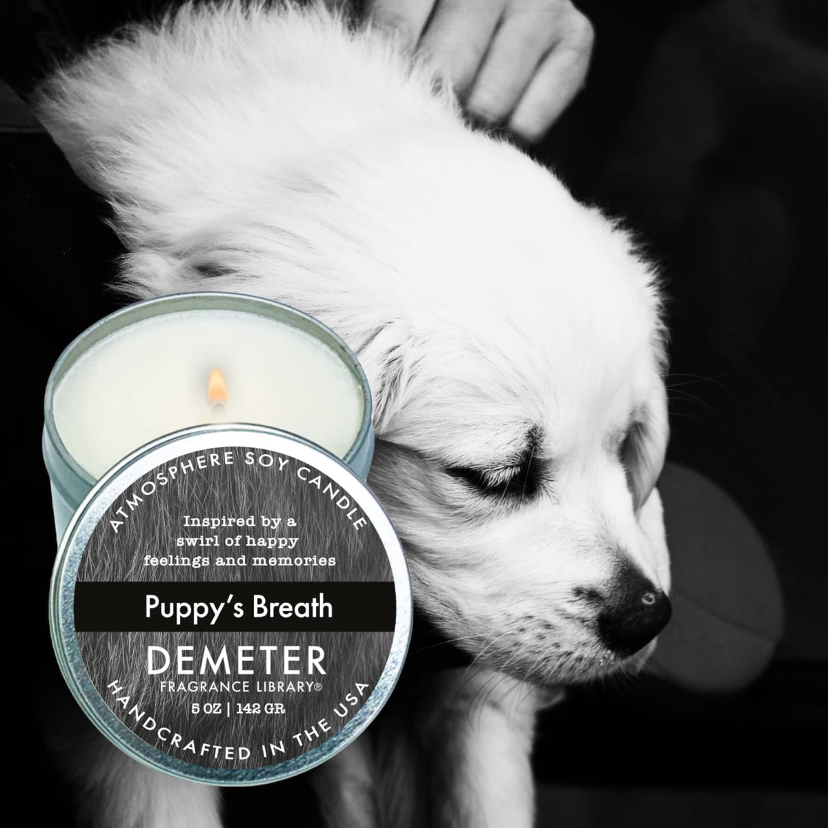 DEMETER Puppy's Breath Soy Candle, Scented Candles with Unique Fragrance, Perfect for Aromatherapy and Home Decor, Cute Candles for Travel and More