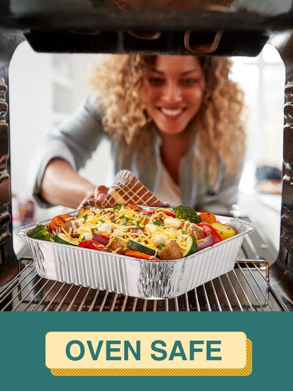 NEEBAKE 50 Pack 8x8 Aluminum Pans with Lids - Disposable Foil Baking Containers for Cakes & Bread