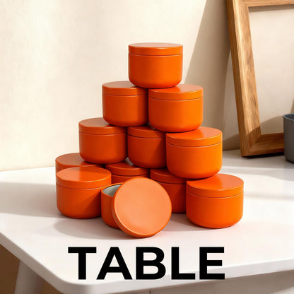 12 Pack 3 oz Candle Tins with Lids,Round Metal Candle Jars for Candle Making,Bulk Empty Tins Containers for DIY Crafts Christmas Gifts Small Business Supplies–Airtight Storage Jars (Orange)