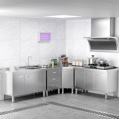 WWK 47" x 21" Stainless Steel Sink with Cabinet, Freestanding Utility Sink Laundry Sink, Heavy Duty Commercial Kitchen Sink for Outdoor, Restaurant, Hotel, Cafe, and Garage, 21D x 47W x 35H inches