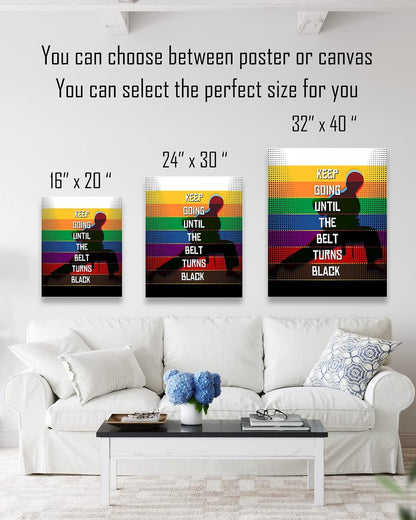 Govivo Karate Themed Gifts Wall Art - 16x20 Ready To Hang Canvas - Inspirational Wall Art - Martial Art Motivational Sports Quotes Poster - Jiu Jitsu Picture - Dojo Decor