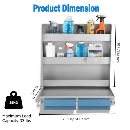 Towallmark 5052 Aluminum Storage Cabinet, 3-Tier Wall-Mounted Tool Cabinet with Flip-Out Work Table & Paper Towel Rack Organizer, Space-Saving Design,Ideal for Garage, Shop, and Trailer Use, Silver
