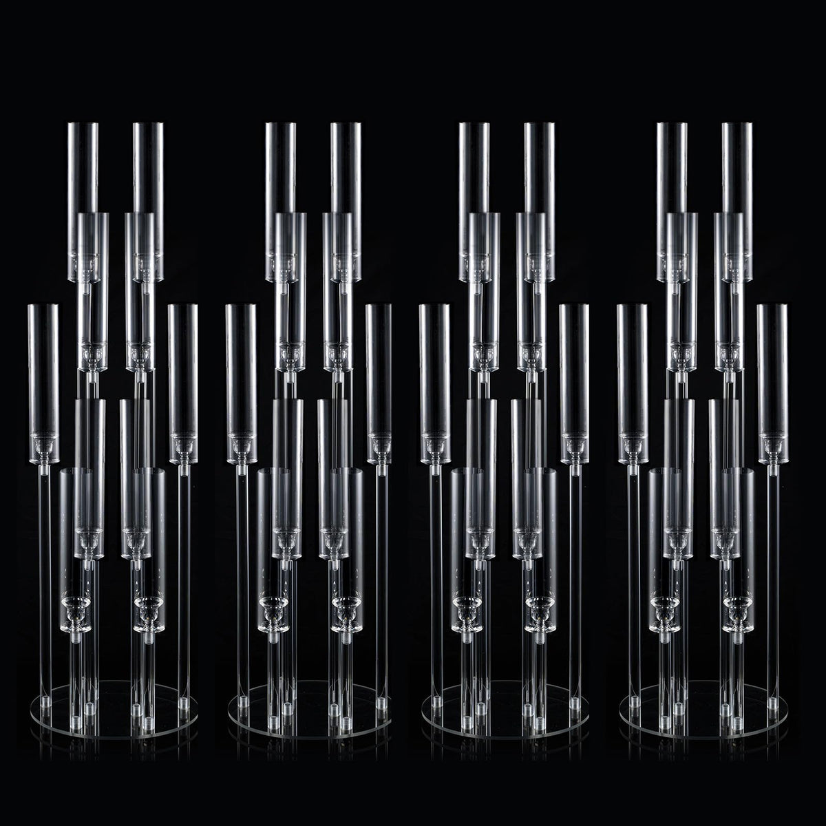 4 Sets 10 Arms Acrylic Candelabra Wedding Centerpiece,33.7Inches Floor Clear Candlesticks Holder with Acrylic Shade for Baby Shower Event Dinner Party Decoration(Fit 0.8Led Candles)